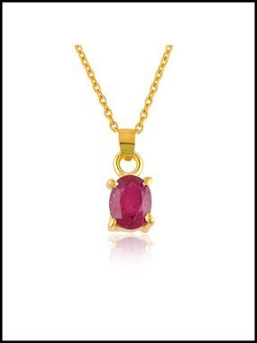 Natural Ruby Gemstone Crystal Pendant Necklace, 925 Sterling Silver with Gold